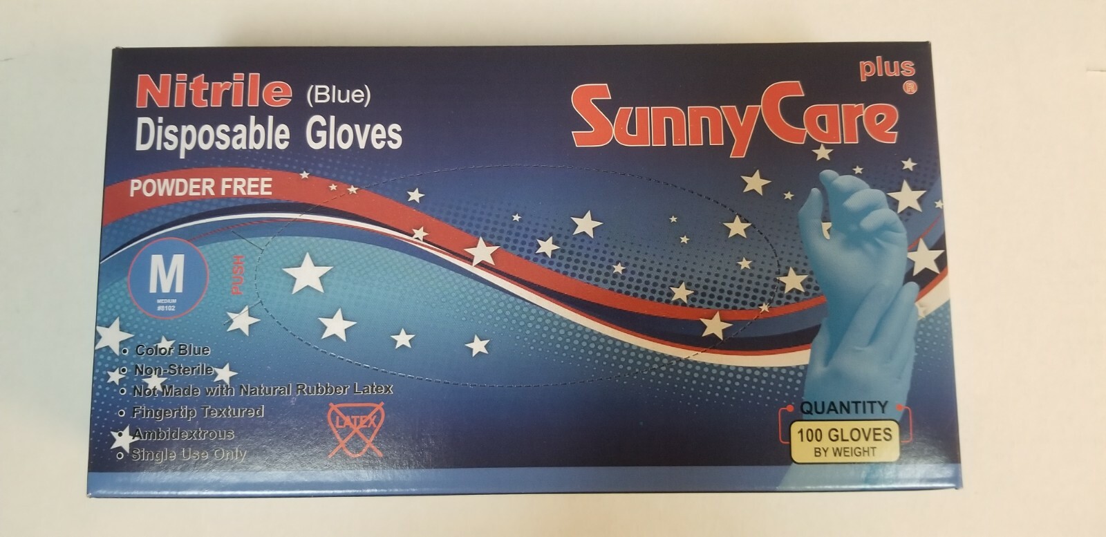 100qty Nitrile Gloves Size Medium Blue Color w/ FREE Shipping!