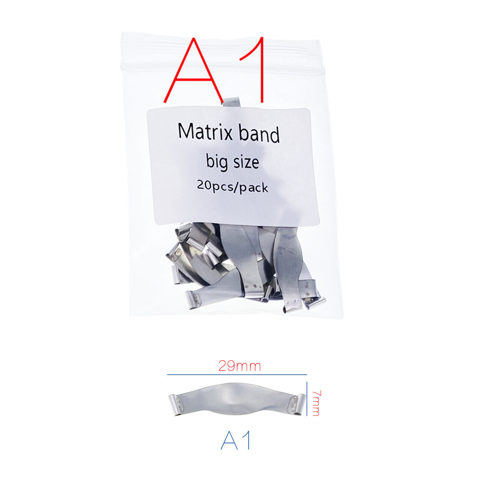 20Pcs/Pack Dental Saddle Contoured Metal Matrices Matrix Band / Springclip