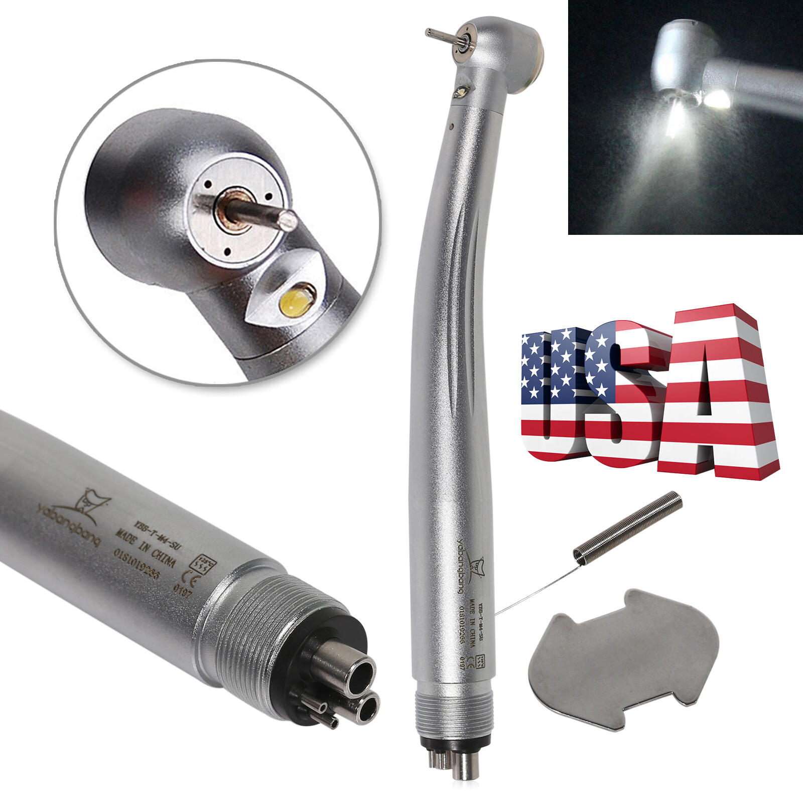 Dental E-generator LED High Speed Handpiece2/4Holes /Endodontic Carbide Burs USA