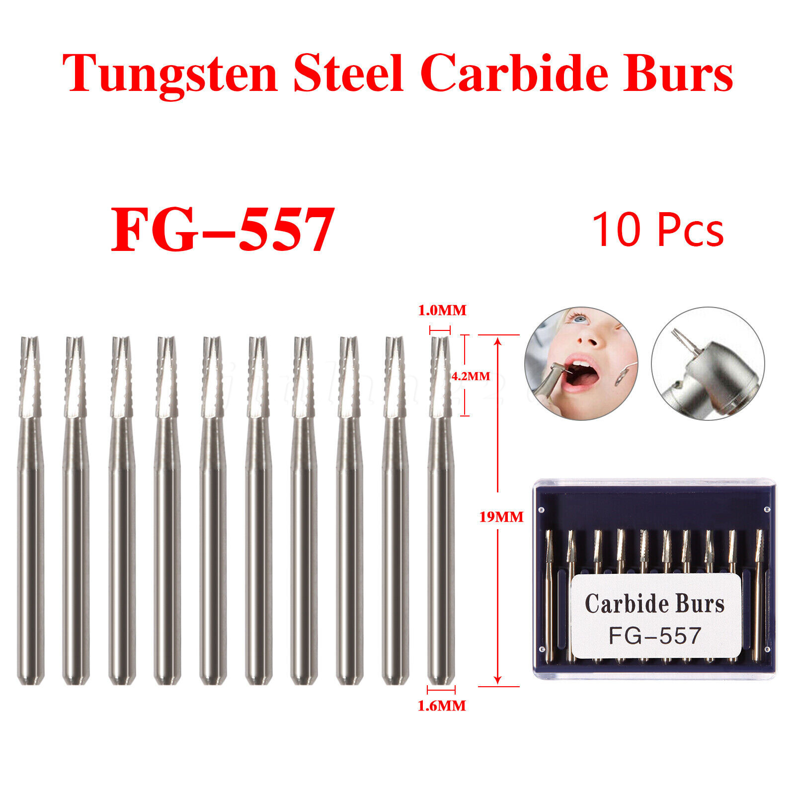 Dental Carbide Bur High Speed Friction Grip Midwest FG 556 557 557L 558 556L
