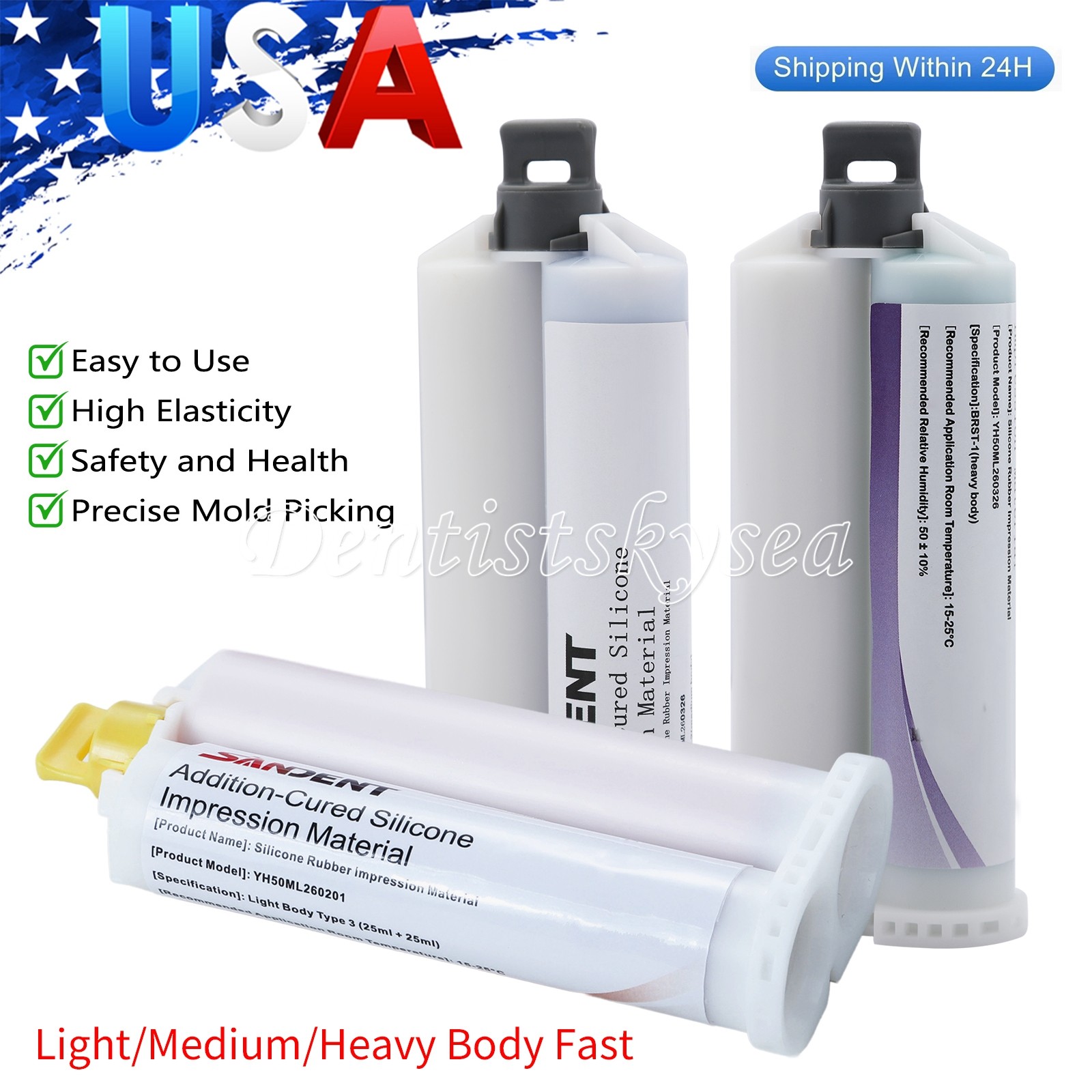 LIGHT MEDIUM HEAVY BODY FAST SET VPS PVS Dental Impression Material Cartridges