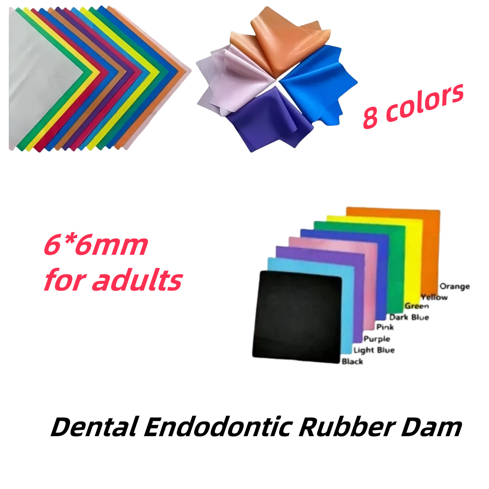 «6×6» 36 Sheets Dental Endodontic Rubber Dam Natural Latex Medium Adult Gauge