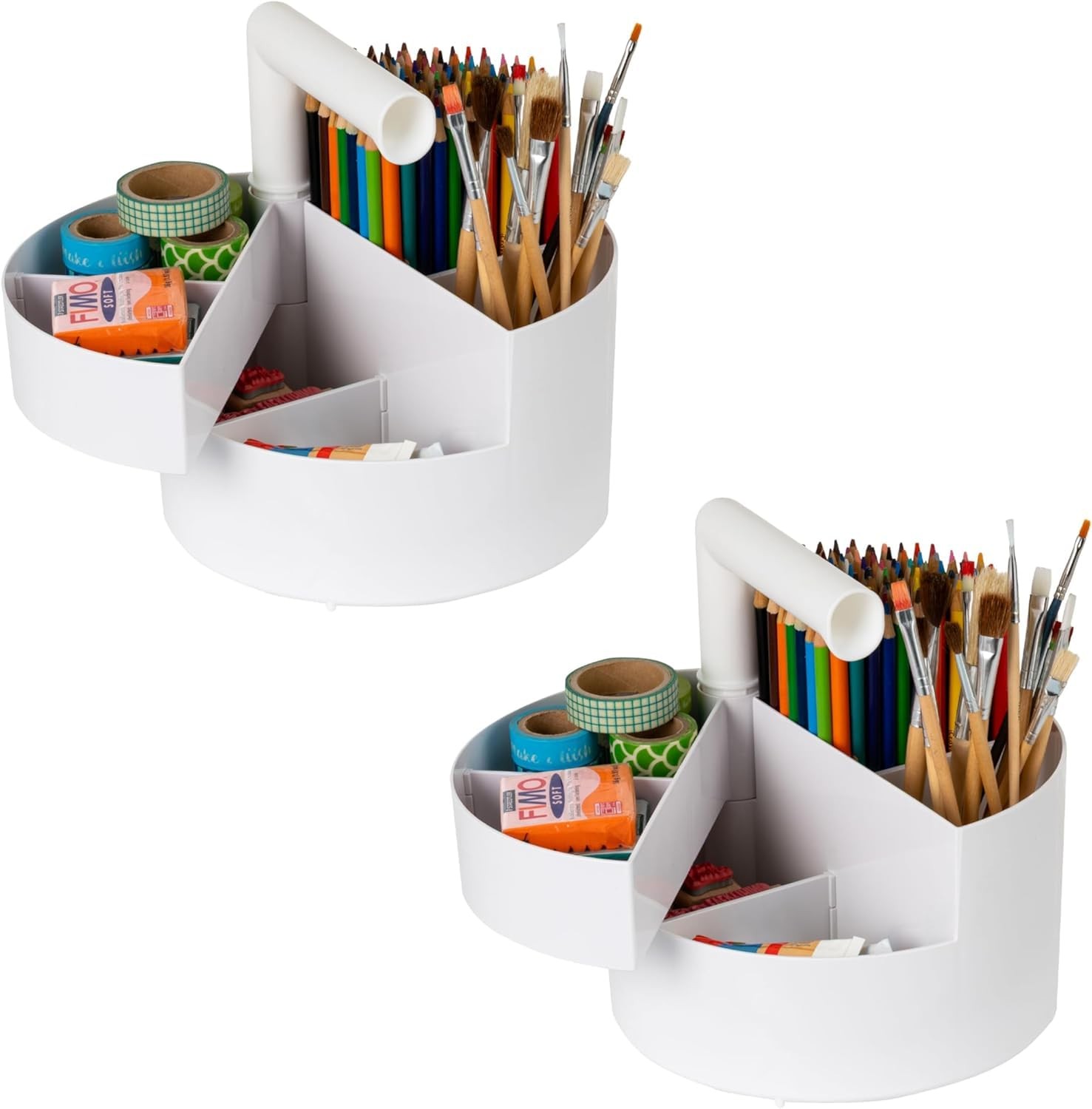 Iris Usa 2-Pack Desk Caddy Organizer Made In Usa Built-In 6 Storage