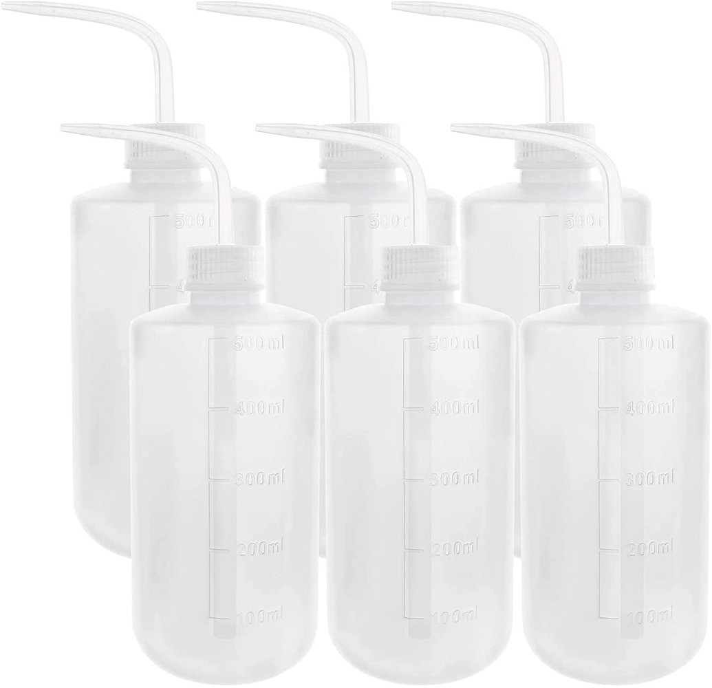 6pcs /set Plastic Safety Wash Bottle Lab Squeeze Bottle 500ml LDPE Squirt Bottle