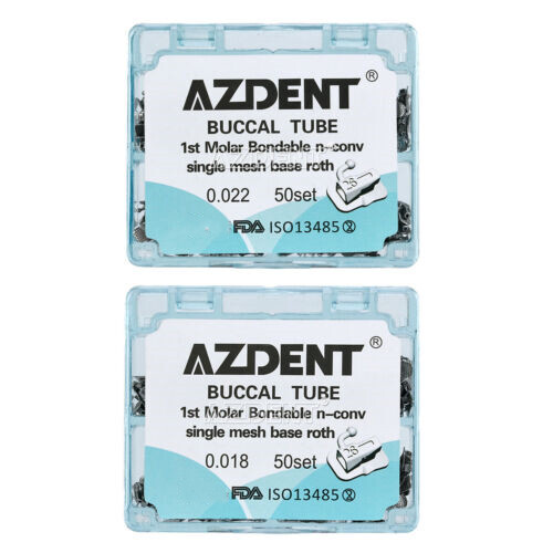 50 juegos AZDENT Tubos bucales de ortodoncia dental Roth 022/018 1er molar mesh