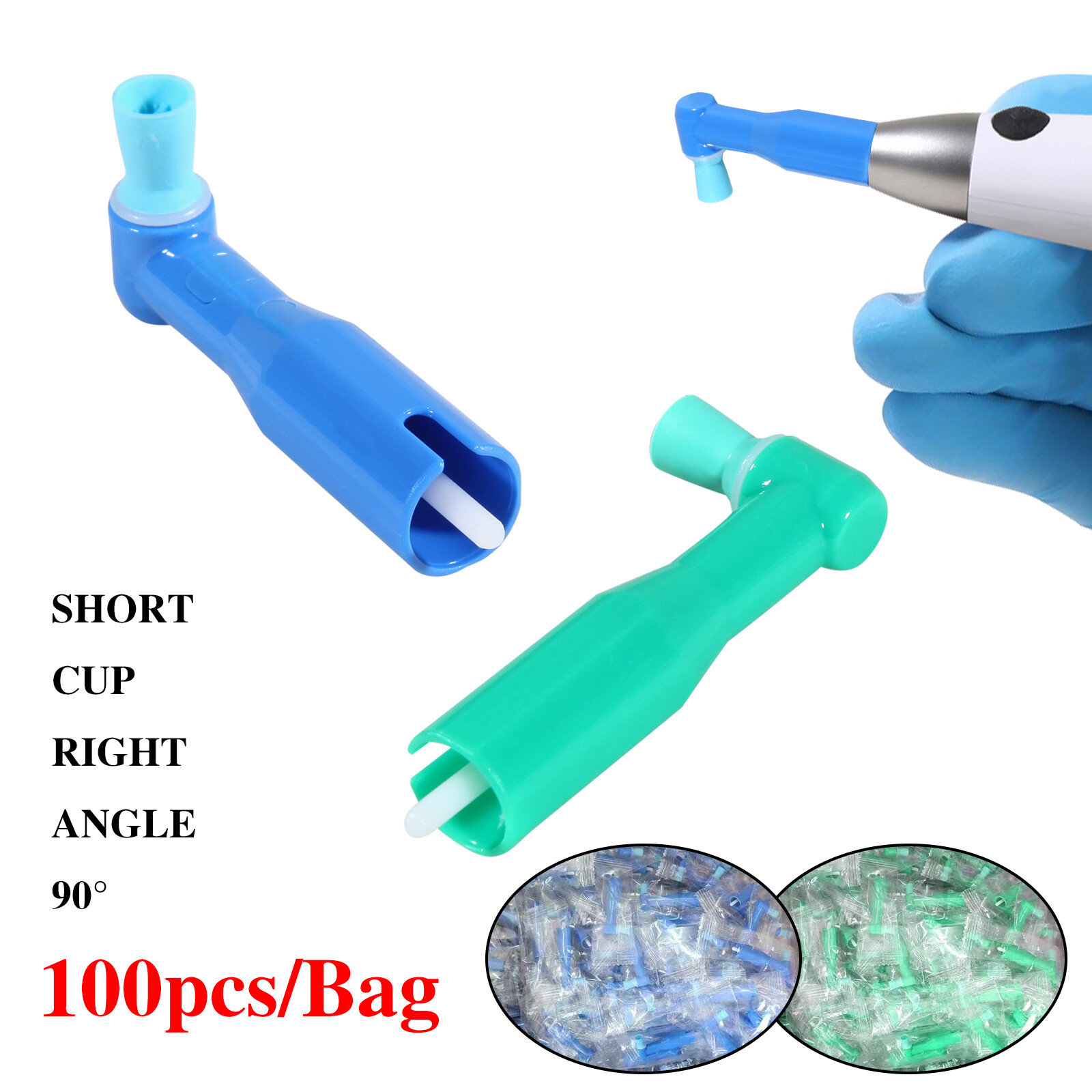 100-1000*Dental Prophy Prophylaxis Angles Disposable Latex-Free Soft / Firm Cup