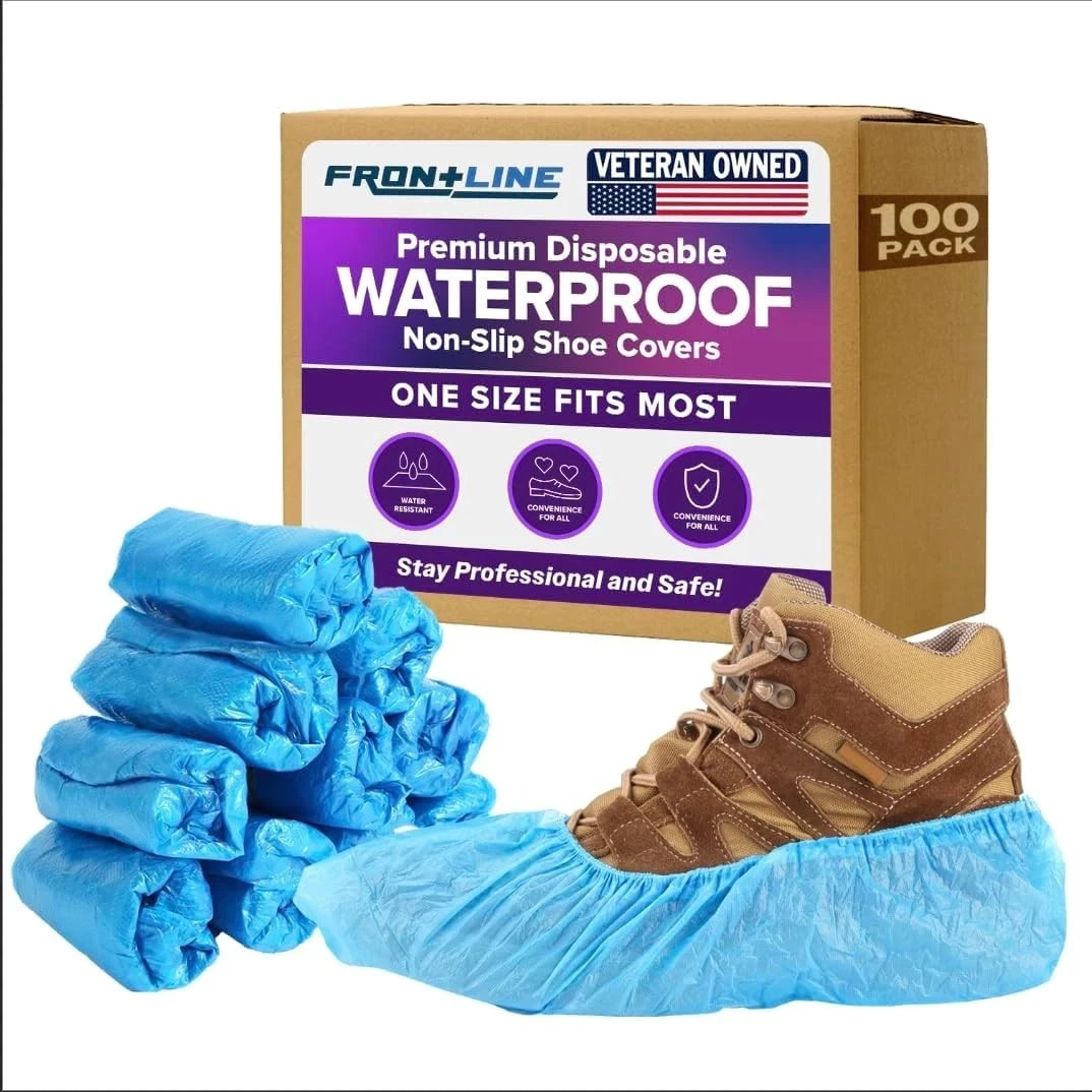 100 Pack Waterproof Shoe Covers Disposable Premium Non-Slip Recyclable CPE XL