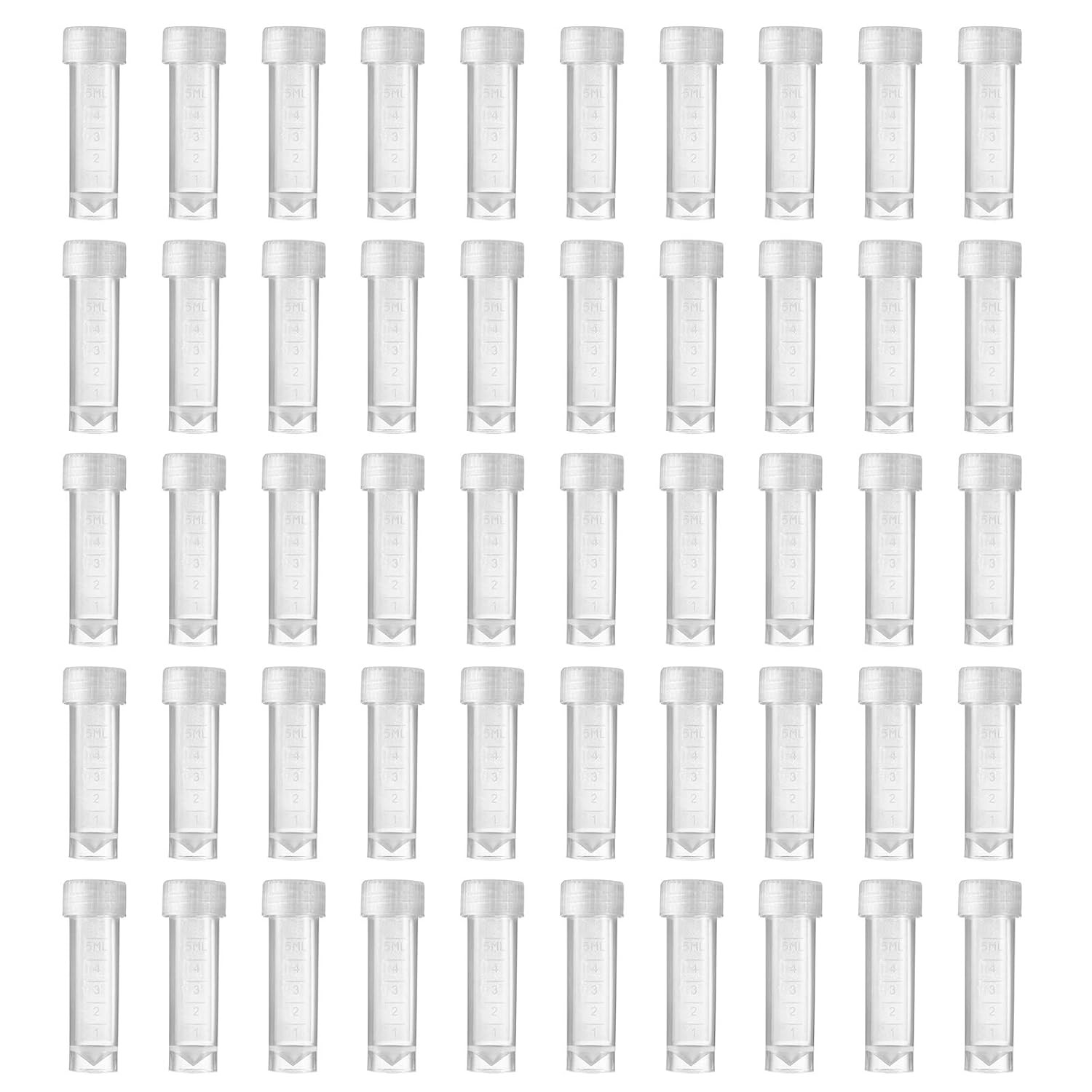 50 Pieces 5 ML Plastic Vials with Screw Caps Lab Sample Vials with Lids Plast…