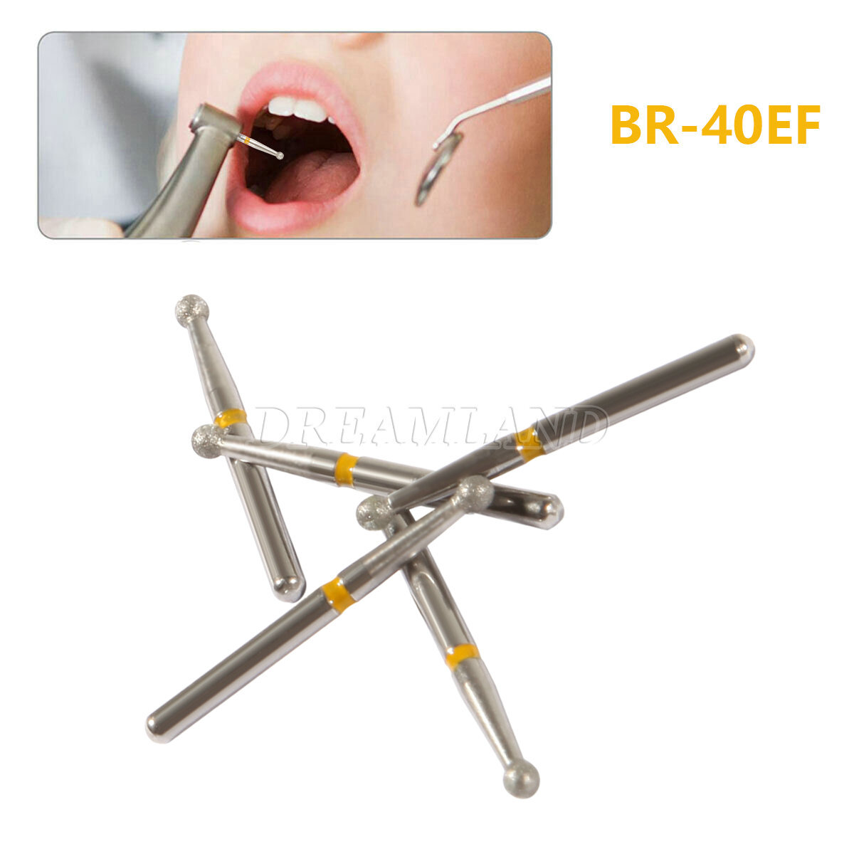 100 PCS BR-40EF 801-016 Ball Round Type Extra Very Fine Grit Dental Diamond Burs