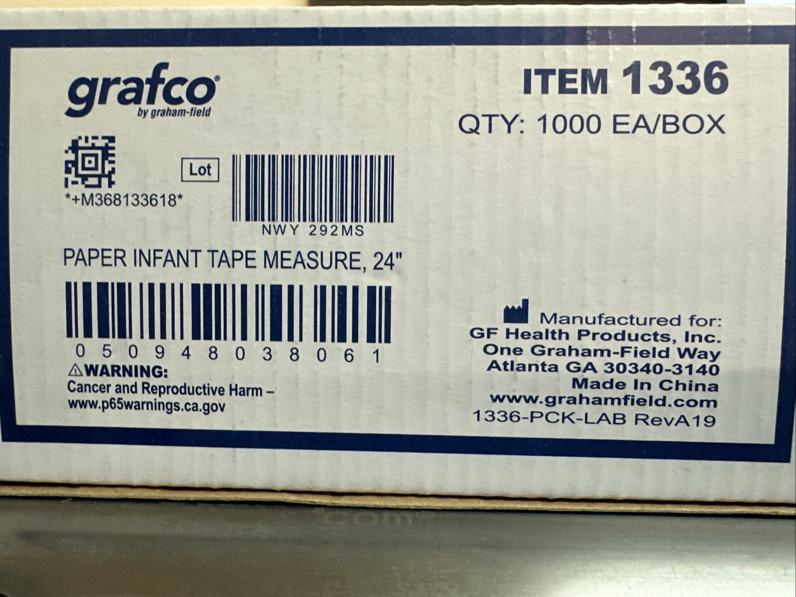 Grafco Paper Infant Tape Measure, 24″, 1000 count Box By Graham Field #1336.