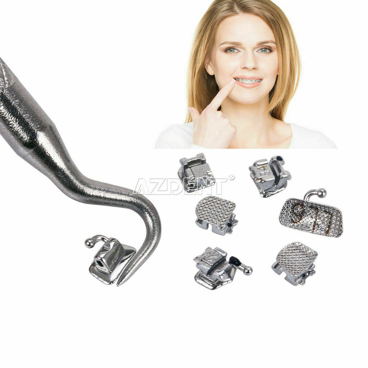 AZDENT Dental Ortho MINI Self-Ligating Brackets Brace 0.022″-Roth/ MBT Hooks 345