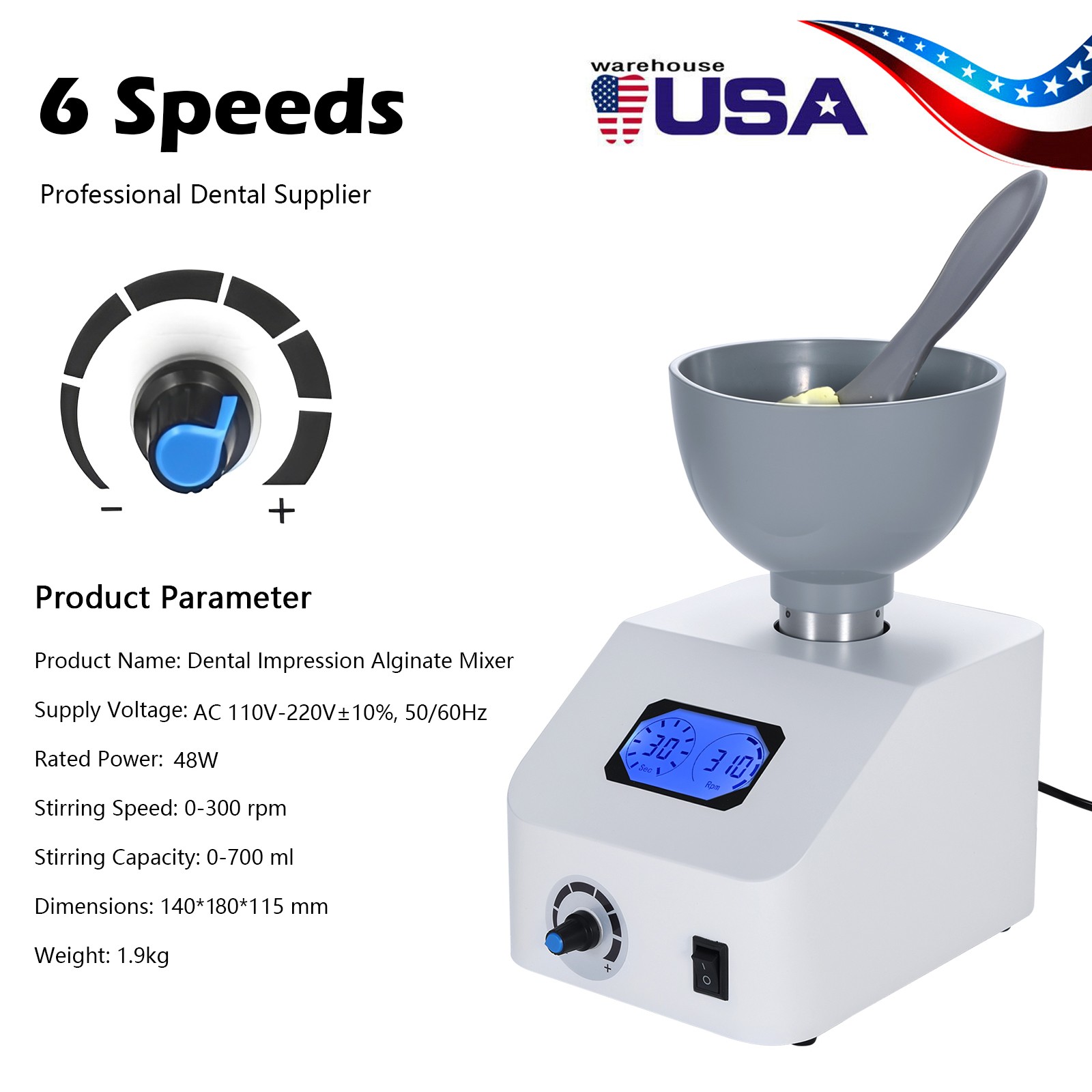 Dental Lab Alginate Mixer Impression Materials Gypsum Mixing Machine USA po