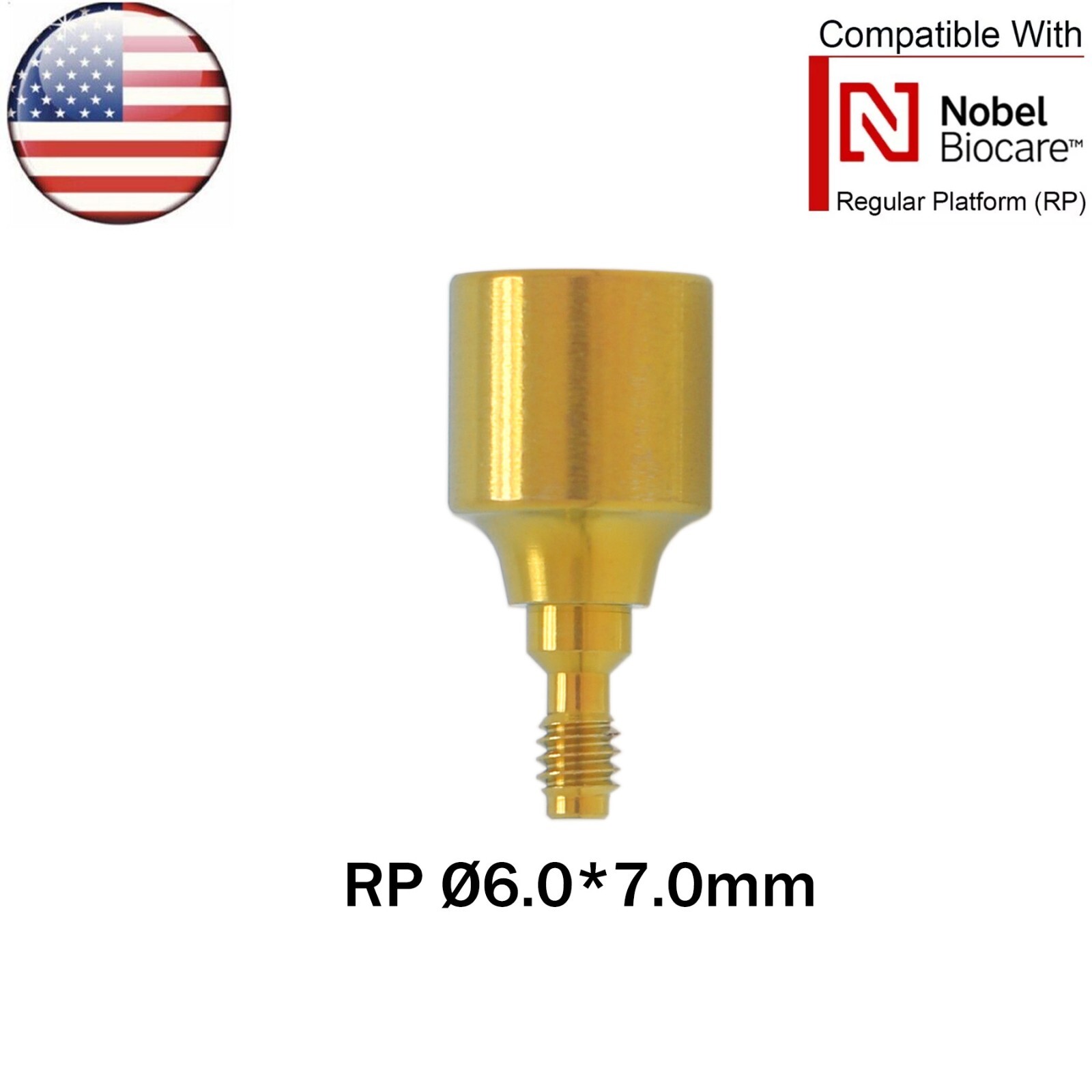 US Dental Healing Abutments Cap RP ∅3.6/5.0/6.0 H3/5/7mm fits Nobel Biocare