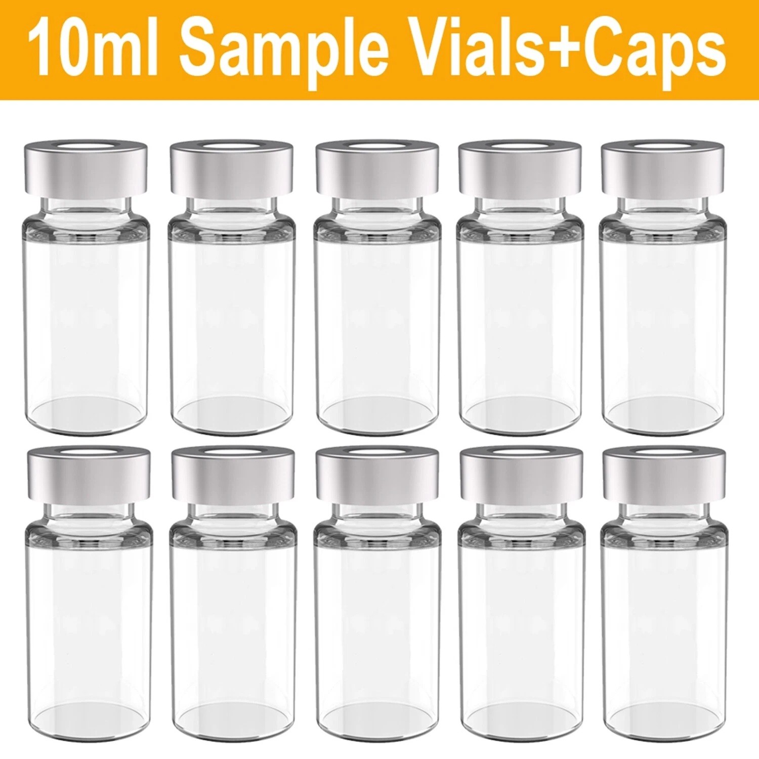 100pc 10ml Glass Vials Sample Vials Lab vials Headspace Vial with 20mm Crimp Top