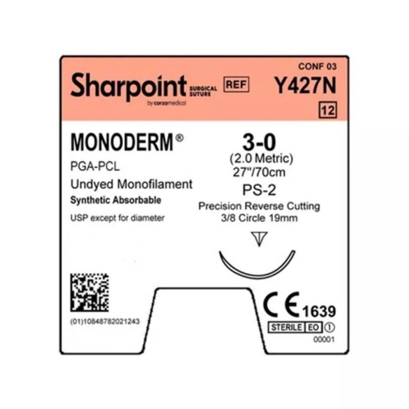 *12-Pieces* Sharpoint Monoderm Monofilament 27″ PS-2 Reverse Cutting Y427N