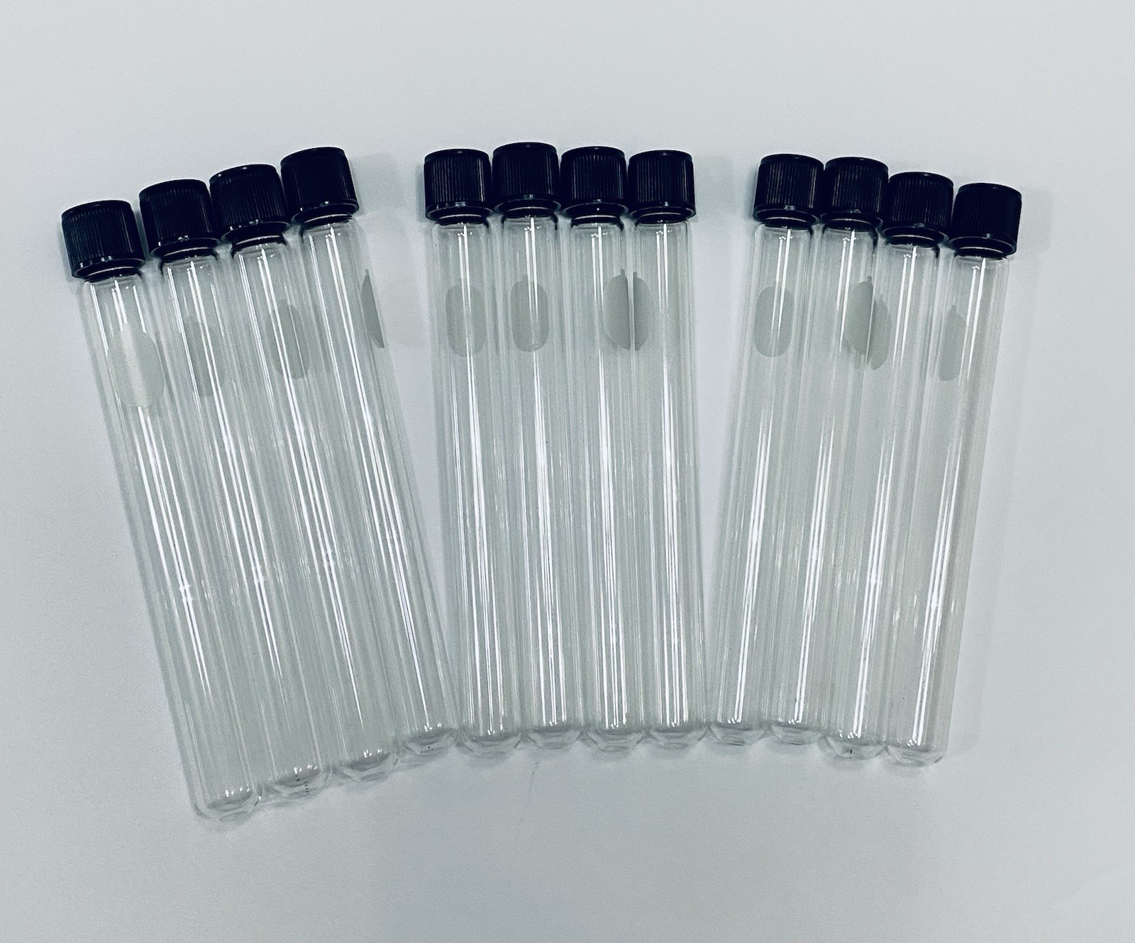 12 Pack – 6-inch, 16mm Pyrex Glass Test Tubes with Screw Caps w/Marking Spot VTG