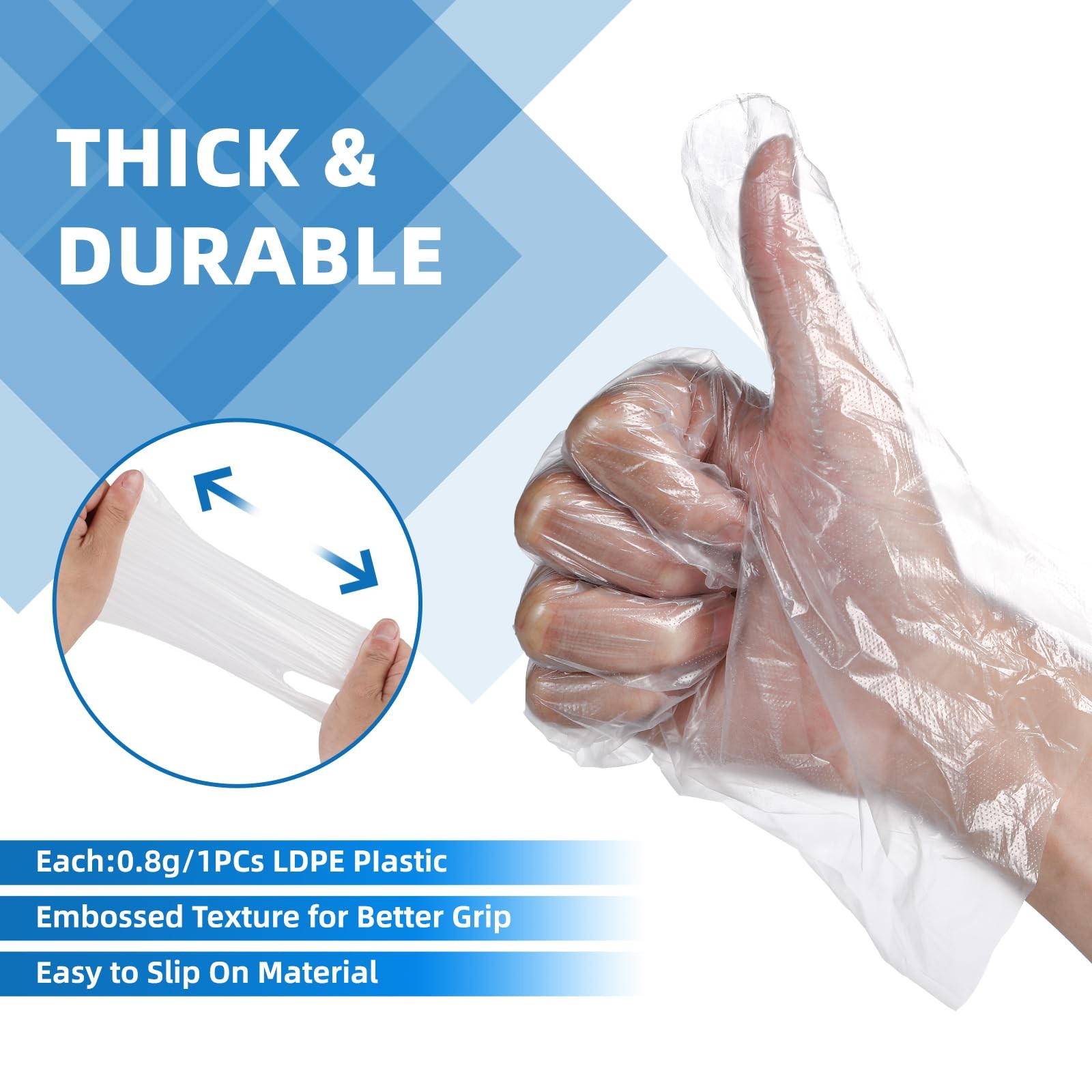 Food Prep Gloves Disposable Clear Plastic Poly 500ct Food Handling Safety