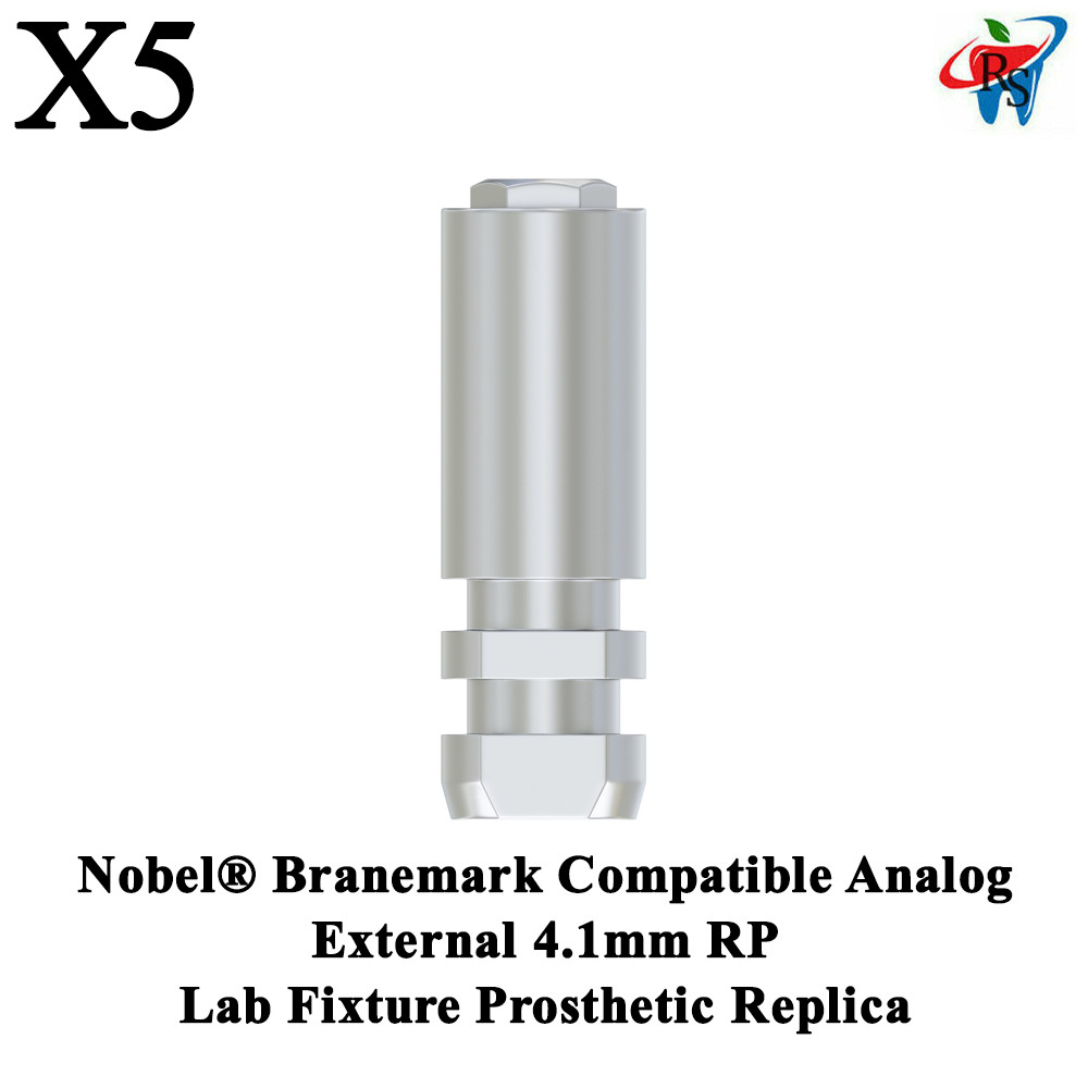 5x Nobel® Branemark Compatible Analog External 4.1mm RP Lab Fixture Prosthetic