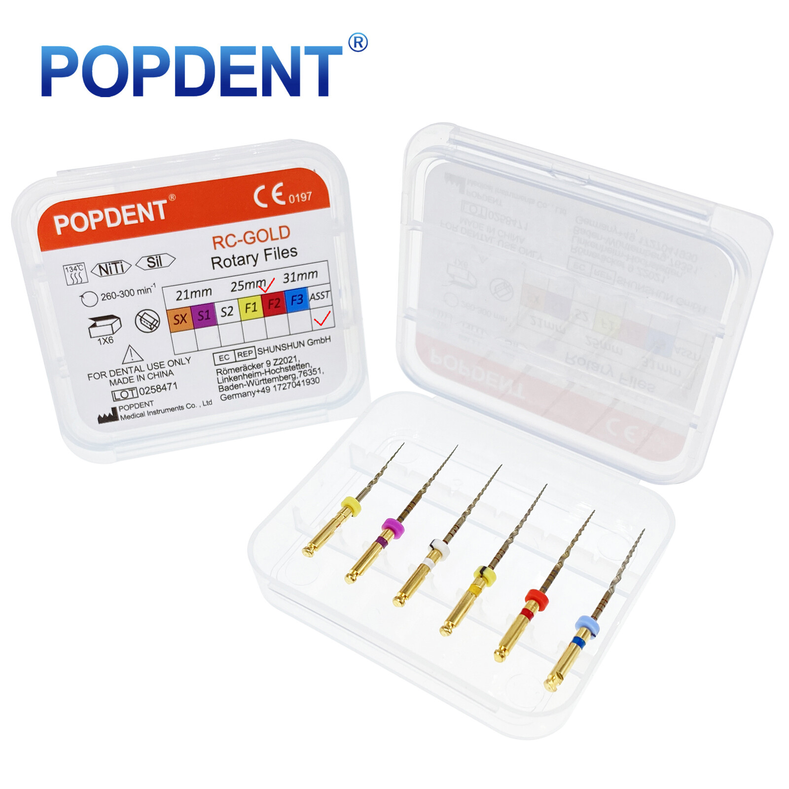 POPDENT Dental Endo Rotary Files X-Pro Gold Taper NITI Root Canal Files 6Pcs