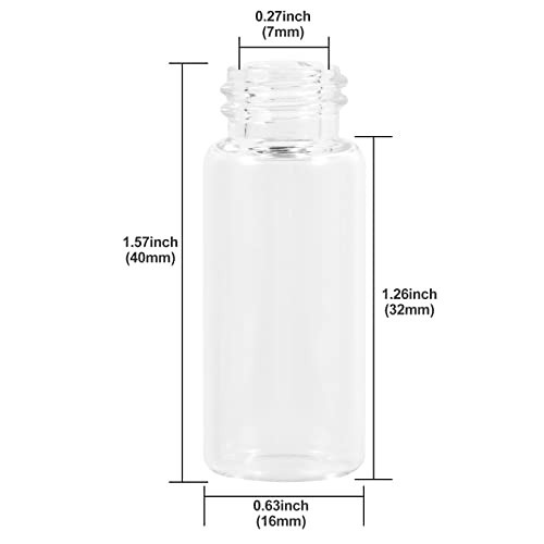 Clear Glass Vials 4ml 1 Dram Screw Caps Plastic Stoppers Leak Proof Sample