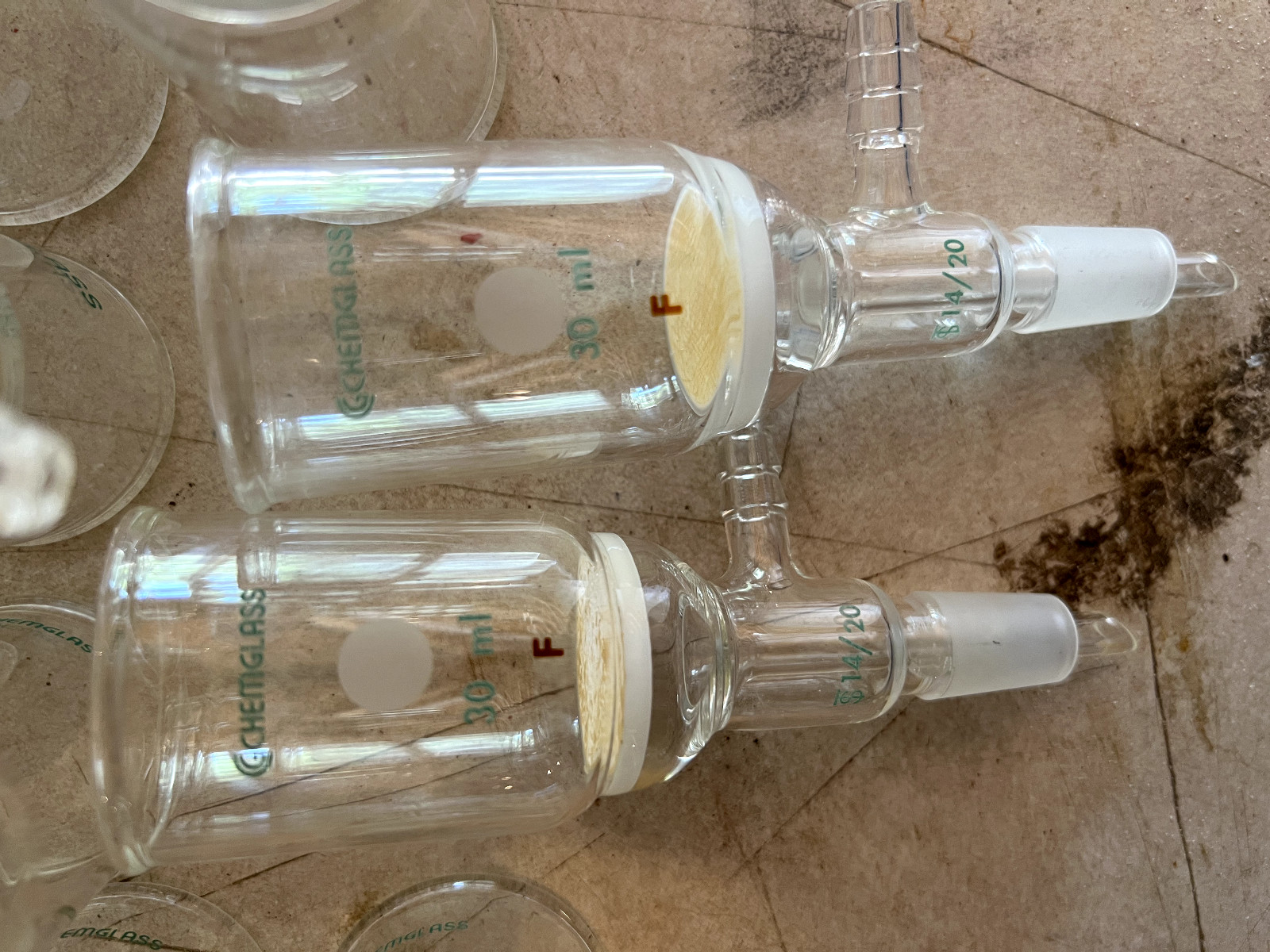 30mL filter funnel, 14/20 lower joint