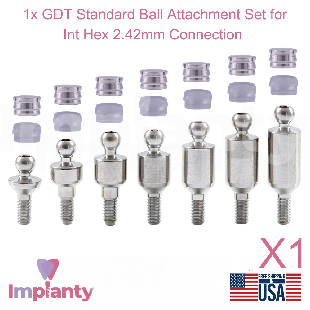 1x Dental Standard Ball Attachment Set Titanium Int Hex 2.42mm Fixture System