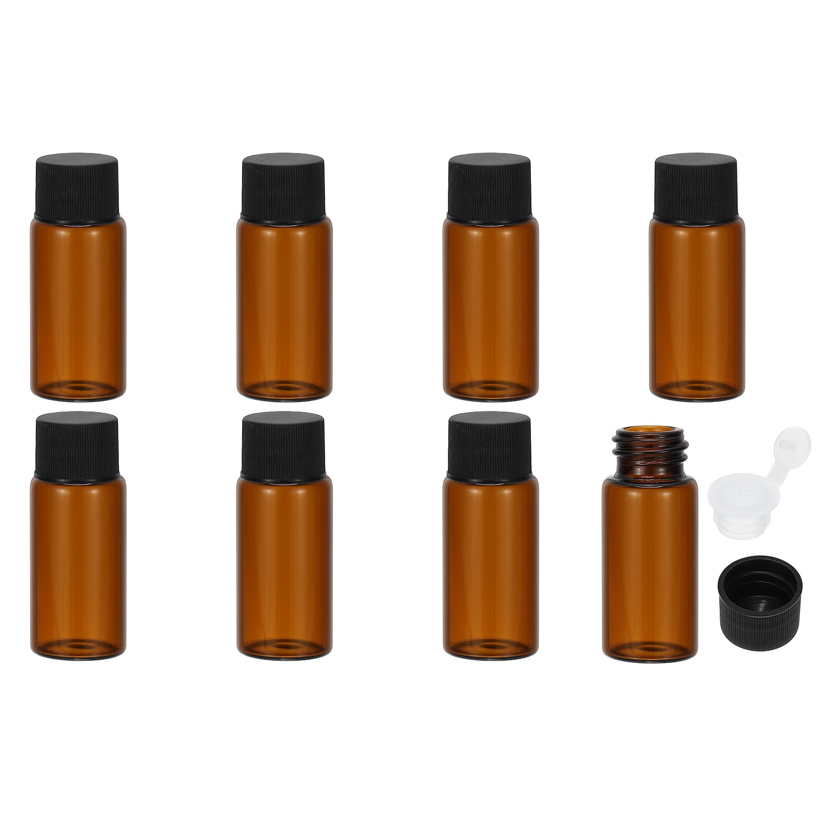 10ml Essential Oil Bottles, 8 Pack Amber Glass Bottles Slim Screw Cap, Black