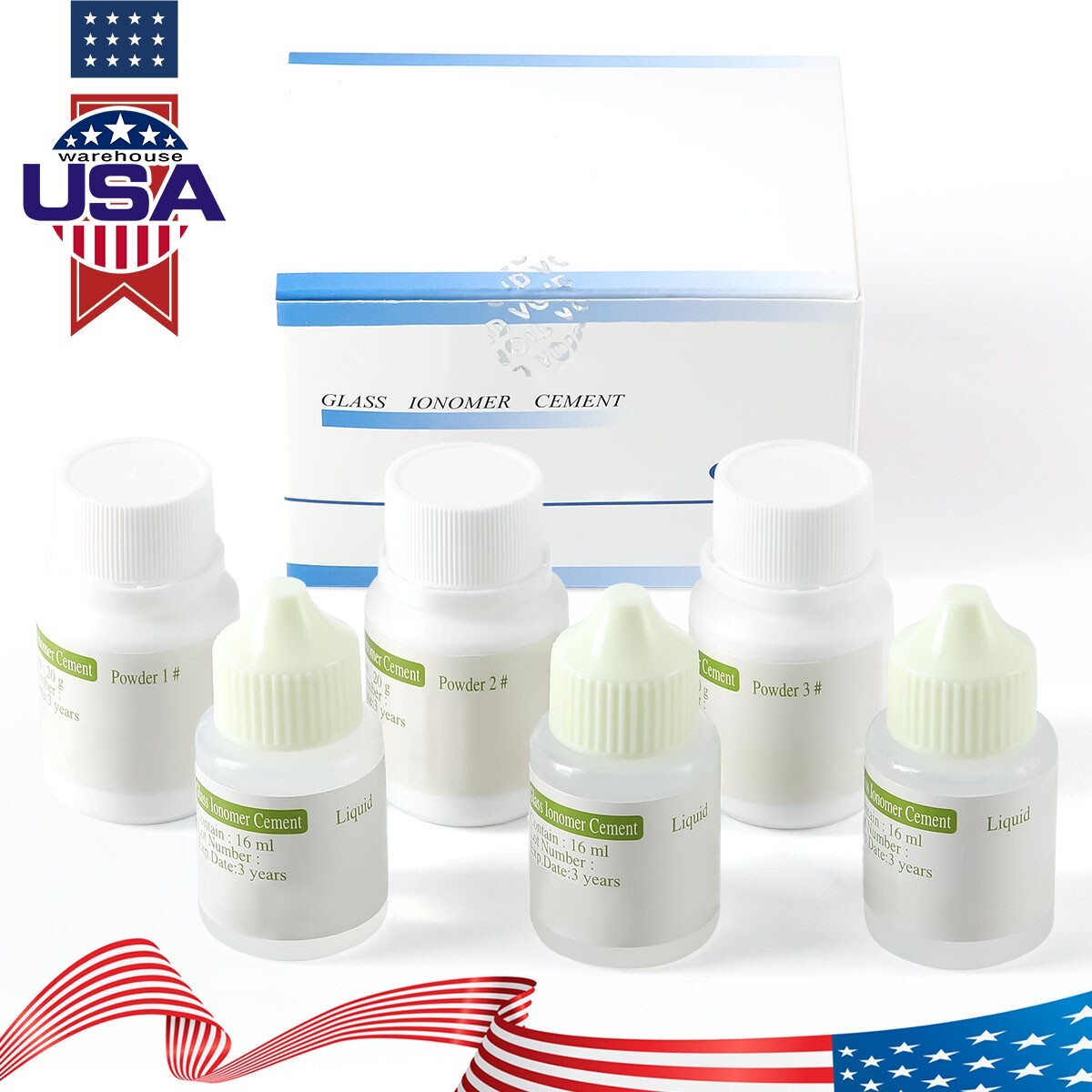 US Dental Glass Ionomer Cement Lining Luting Glue For Restoration Crowns& Bridge