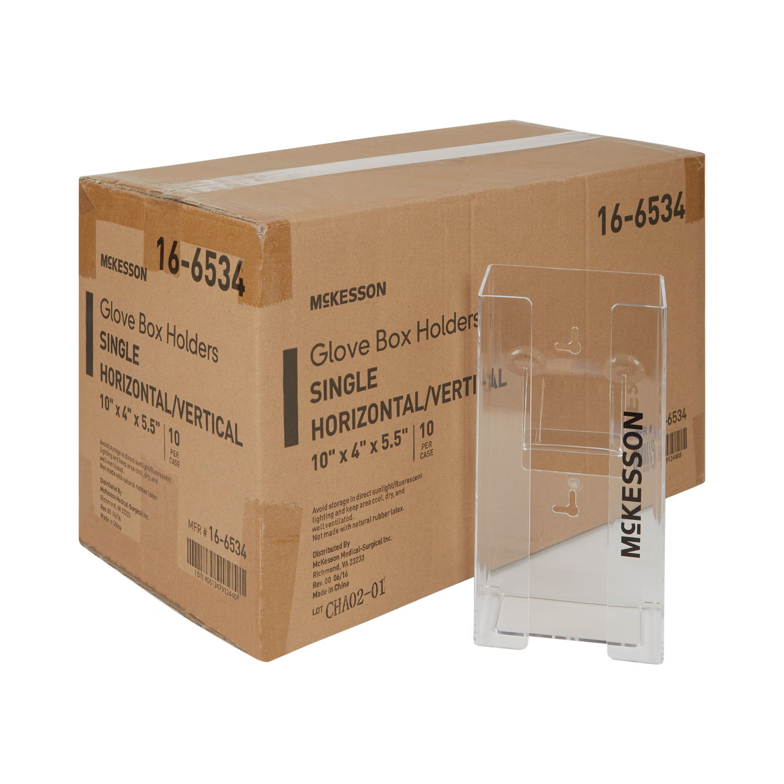 McKesson Glove Box Holder Clear Plastic 1 Box Capacity 16-6534 10 per Case