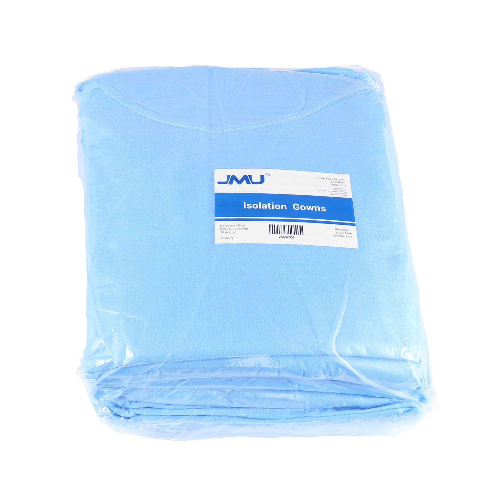 50Pcs JMU Dental Disposable PP Isolation Gowns Knitted Cuff Long Sleeve