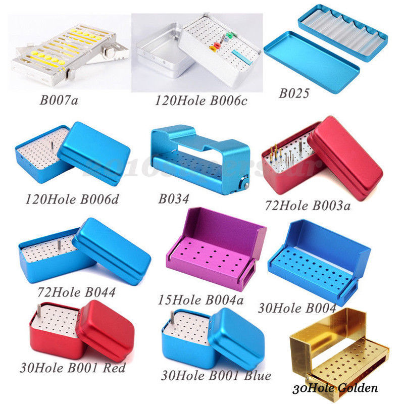 1 Pc Dental Aluminium Burs Holder Block Disinfection Box Autoclave Endo Case
