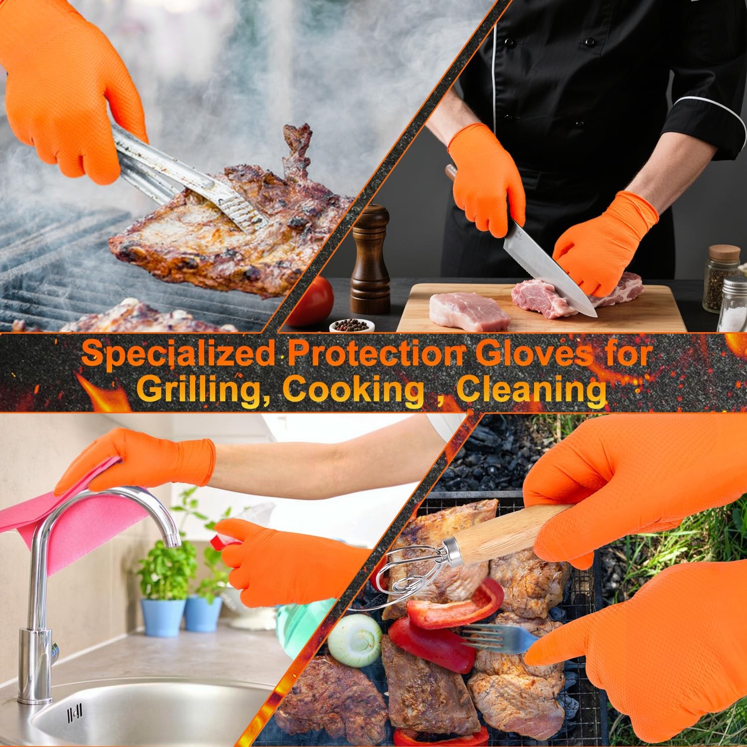ANBOSON BBQ Gloves for Grilling Disposable Heat Resistant 100 Nitrile Gloves…