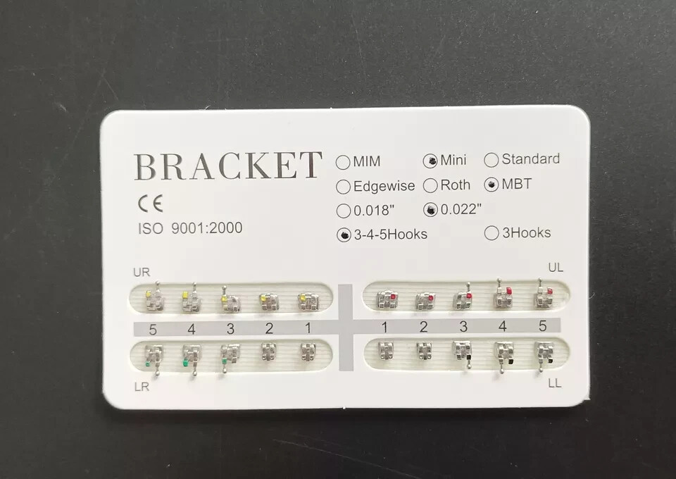 100Sets Dental Orthodontic Brackets Braces Metal Min MBT .022 Hook 3 4 5 Hooks