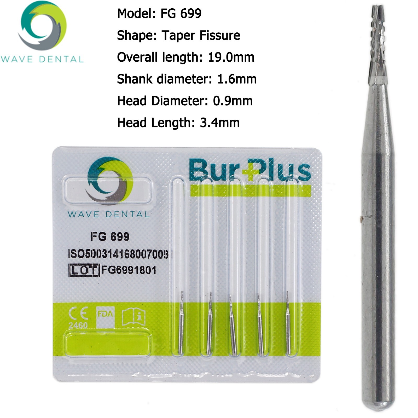Wave Dental Carbide Bur FG High Speed 169L 699 701 701L Long Shank Friction Grip