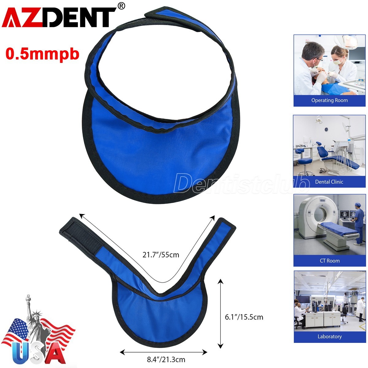 1xDental X-Ray Radiation Protective Apron Protective Lead Thyroid Collar 0.5mmpb