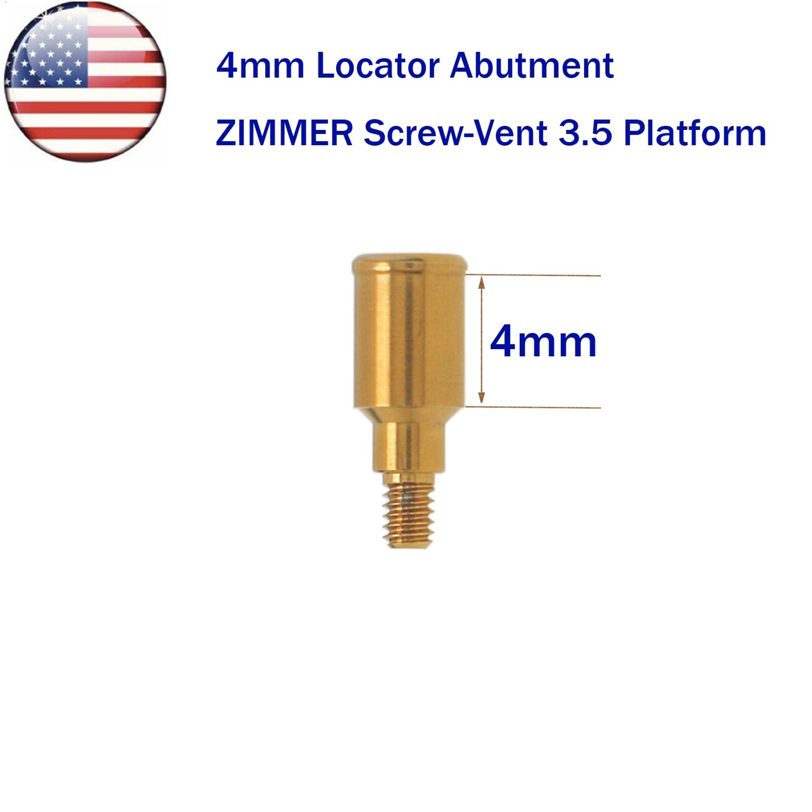 US Dental Attachment Abutment PAØ3.5mm Removable Male Caps Tool for Zimmer