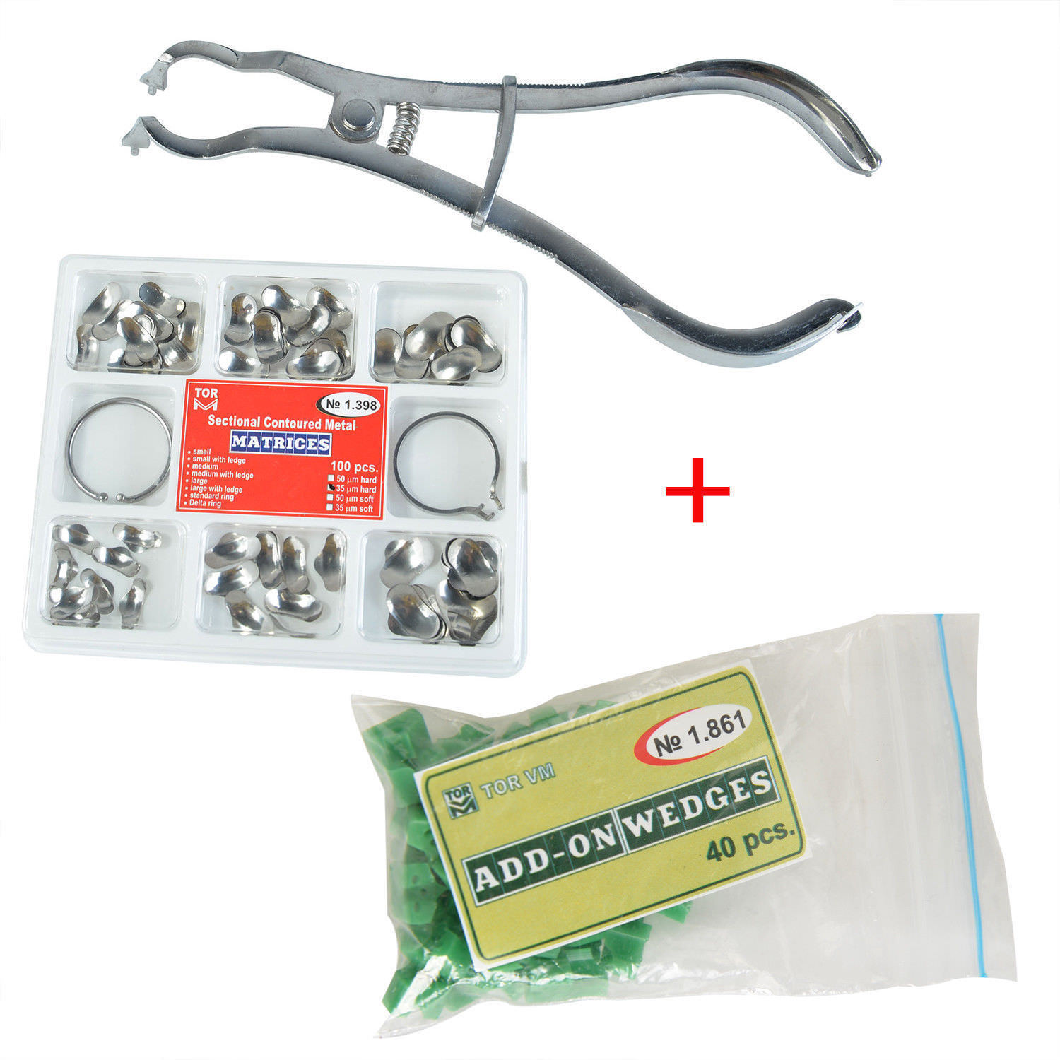 Dental Sectional Contoured Matrices Matrix Ring No.1.398 lm +Add-On Wedges+Plier
