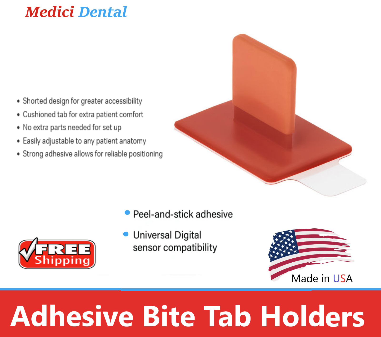 Dental X-Ray Sensor SoftBite Disposable Adhesive Cushioned Bite Tab Holders Red