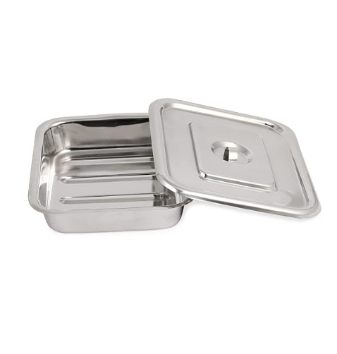 8×6» Surgical Instrument Tray Pack of 3 Selum Steel With Cover For Medical Use