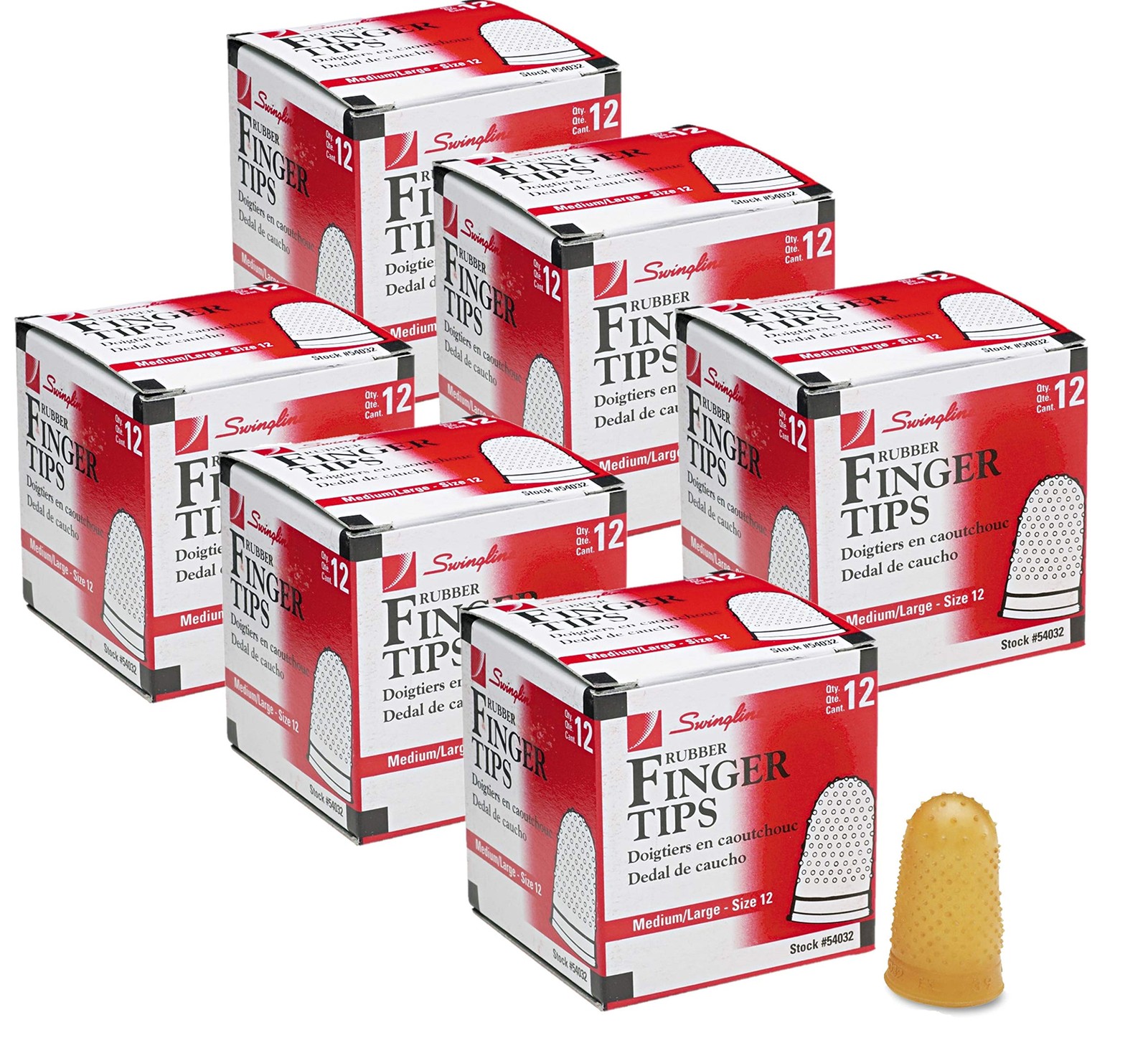 Products – – Rubber Finger Tips, Size 12, Medium/Large, Amber, 12/Pack, Pack …