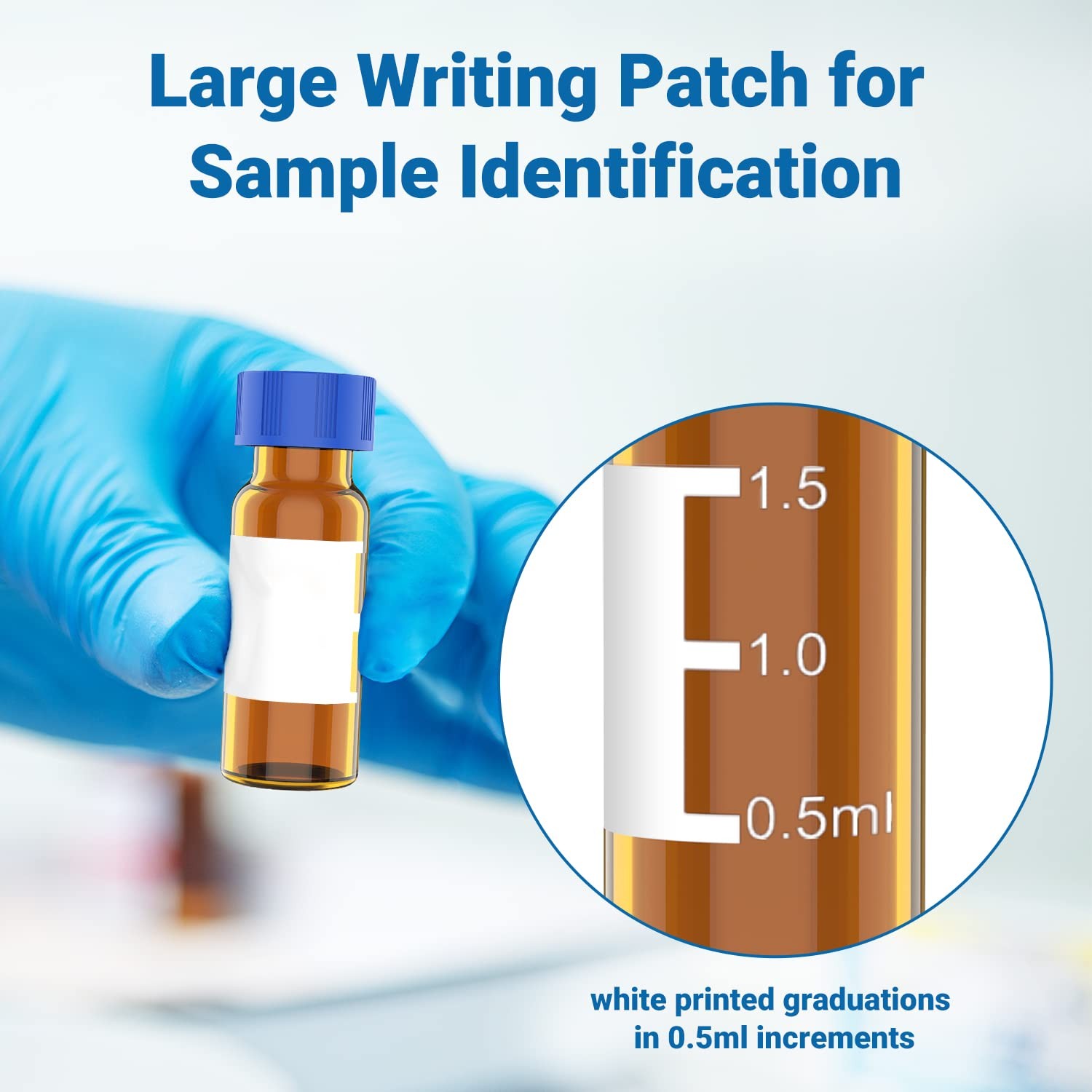 100PCS 2ml Autosampler Vials Amber Lab vials Glass Bottle w/ Cap Sample Vials US