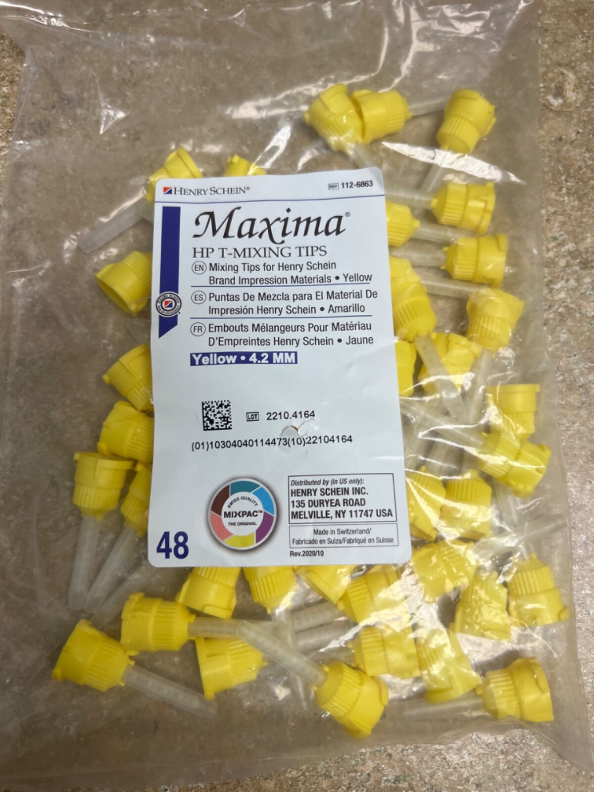 Henry Schein Maxima Yellow HP Mixing Tips 4.2mm