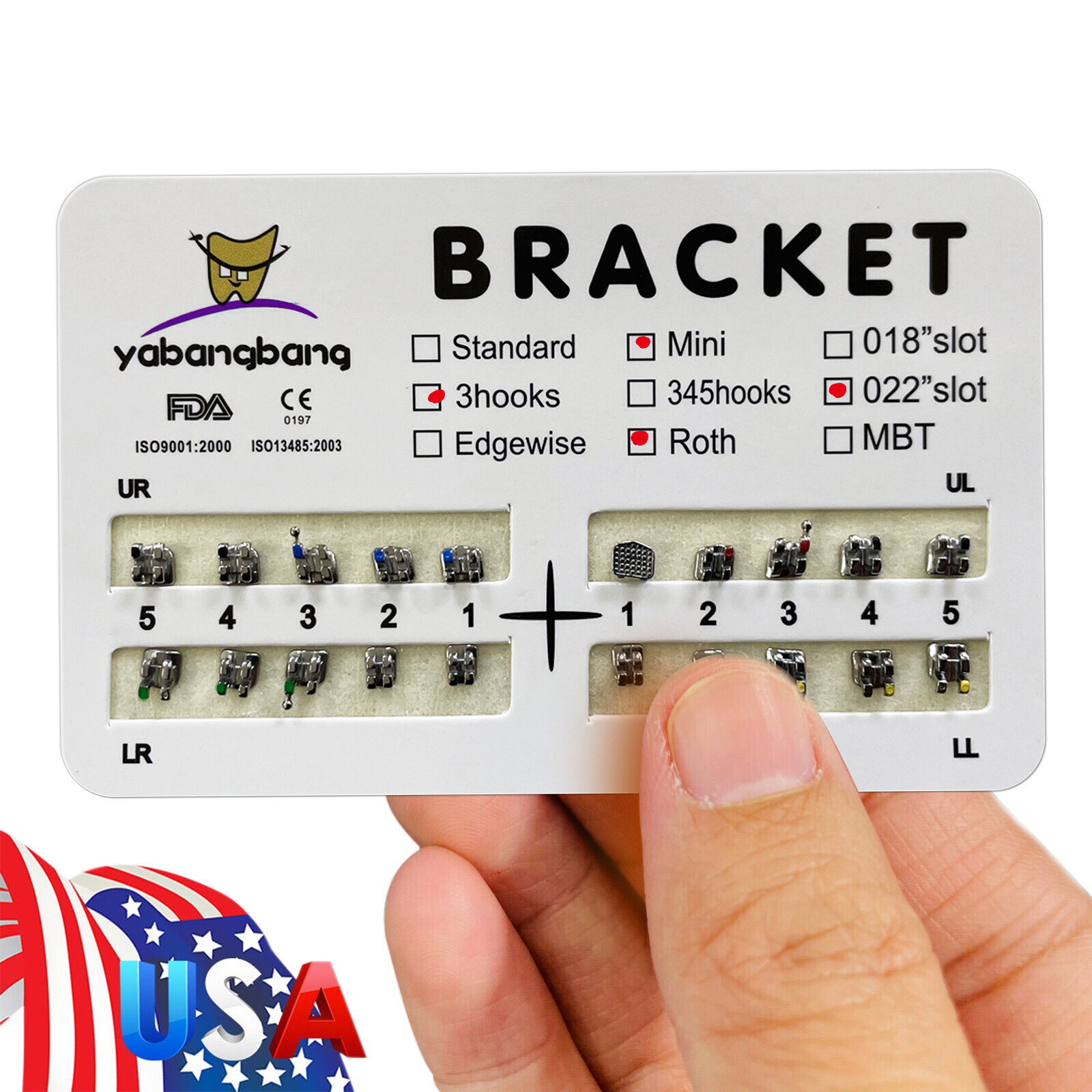 Dental Orthodontic Braces Bracket Mini Roth 022″Slot 3 Hooks FDA-USA