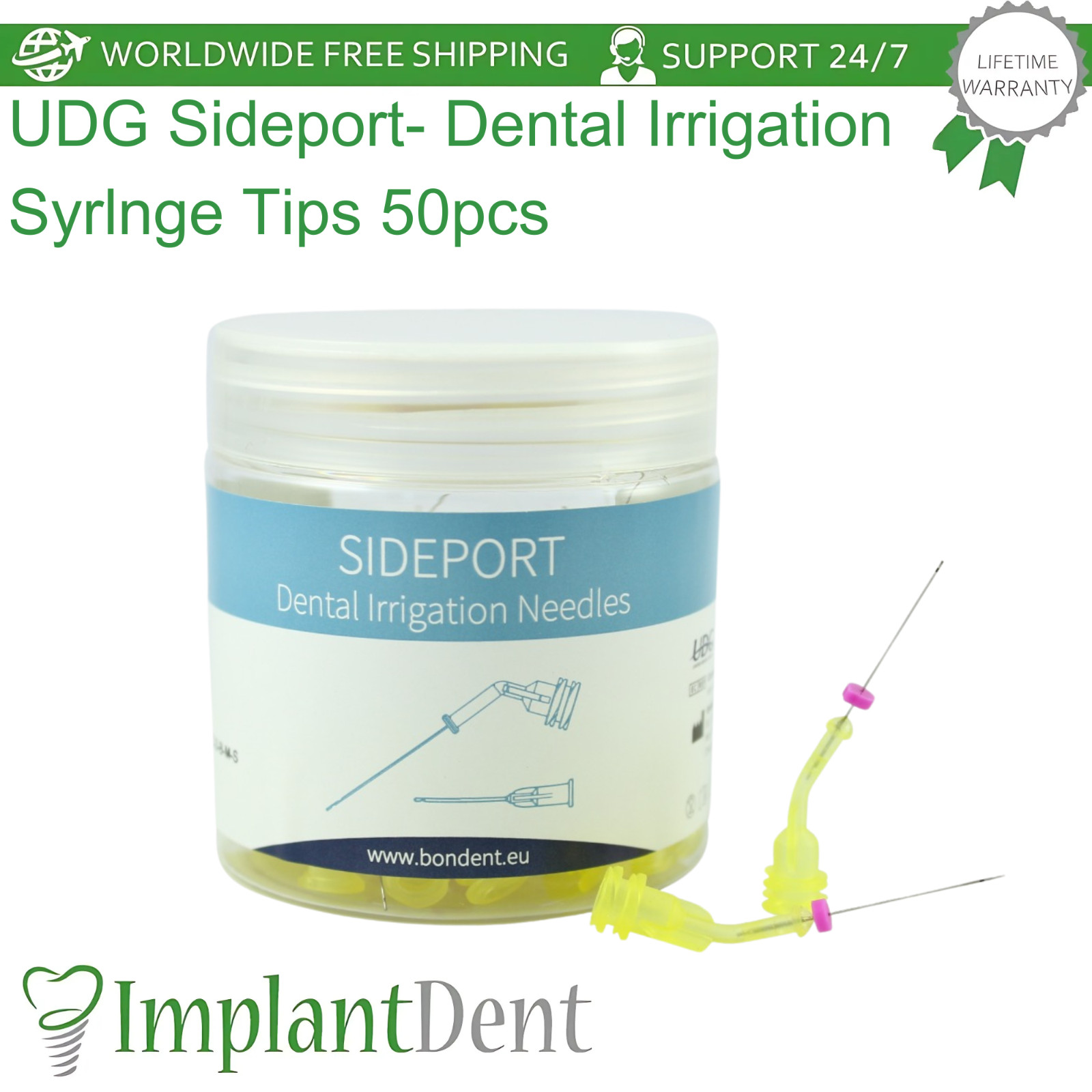 UDG Sideport Dental Irrigation Needle Tips in a Box 50pcs Bendable Slim Diameter