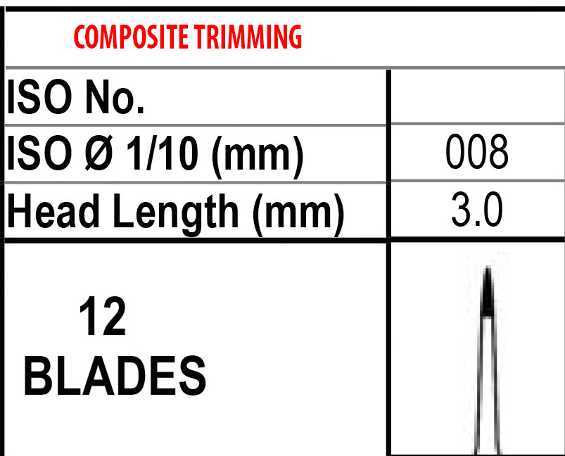 Carbide Burs 12BLADE TRIMMING & FINISHING EF3 Made in USA Top Quality (100-10)PK