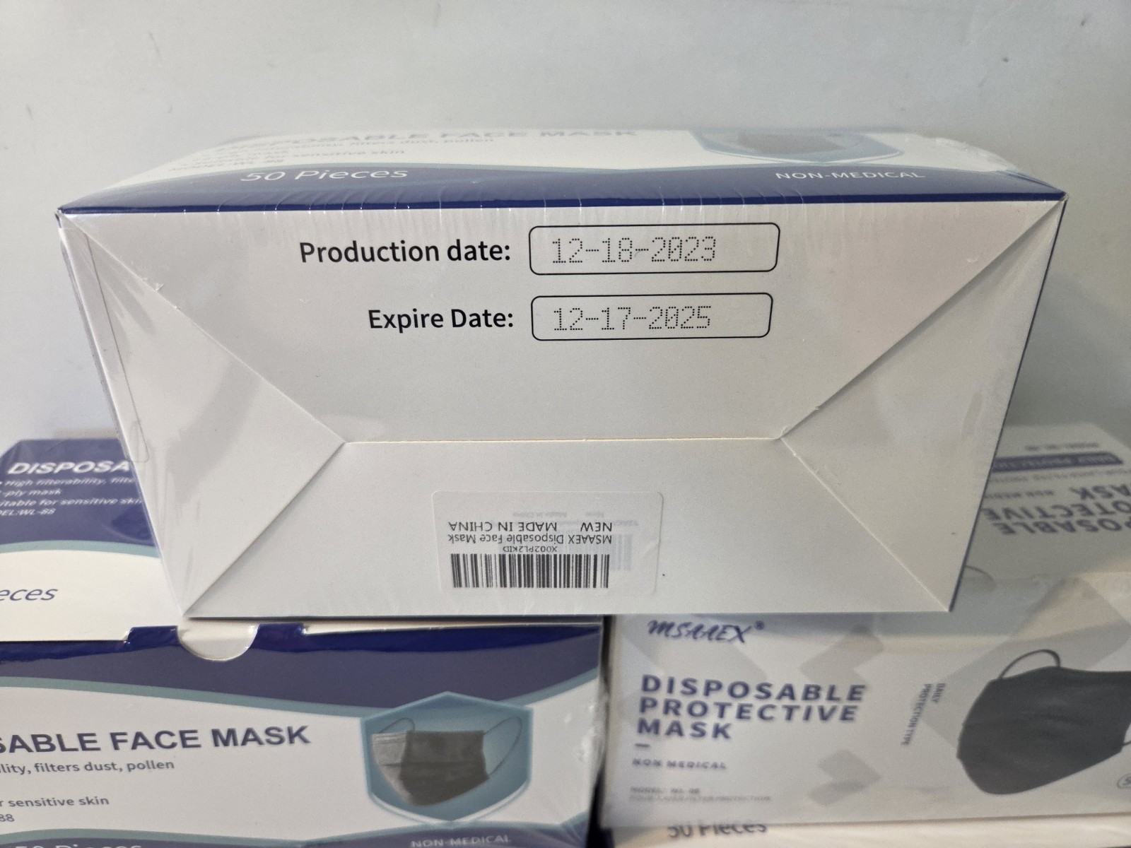 250 PCS Disposable Face Mask Non Medical 4 Ply Ear loop Black Masks NEW Sealed