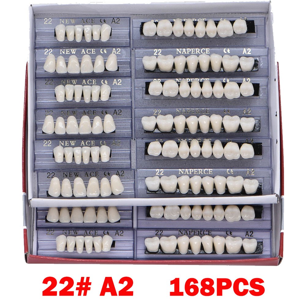 168Pcs Acrylic Resin Denture #22 Dental Upper Lower Shade A2 Teeth Set 22#A2 NEW