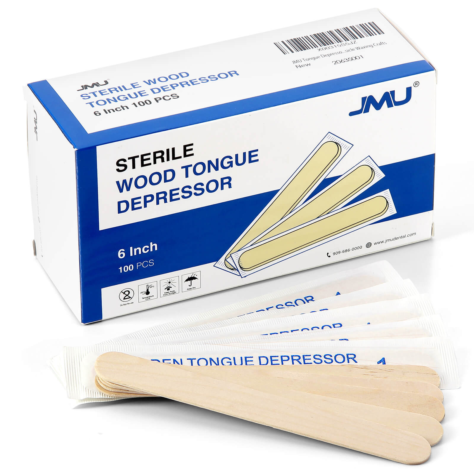 JMU Wooden Sterile Tongue Depressors Sticks 6» Senior Craft Tattoo Sticks 5000