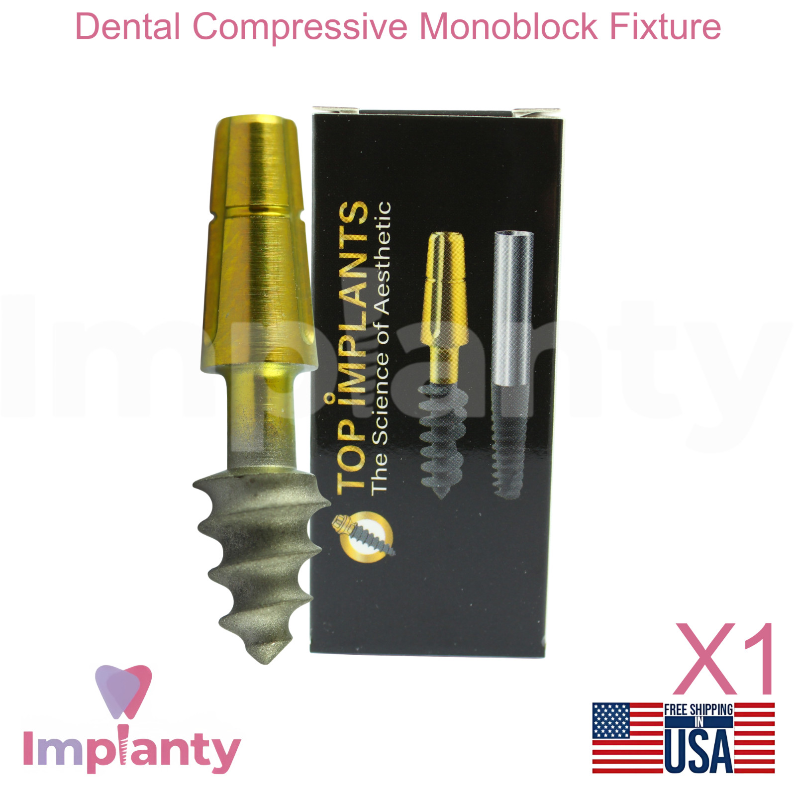 Compressive Monoblock Dental Fixture Titanium Sterile SLA Surface Dentistry