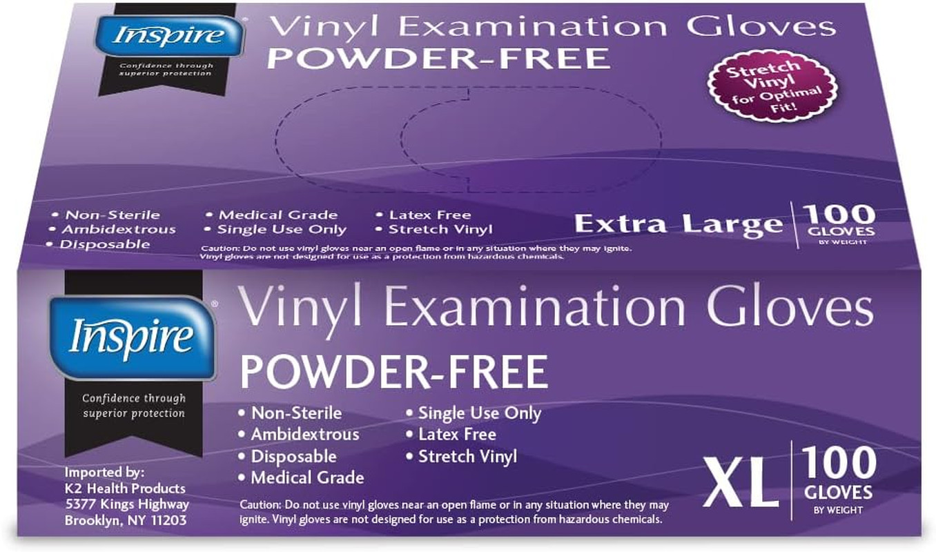 Extra Large Stretch Vinyl Exam Gloves, 1000 Count – Latex Free, Disposable